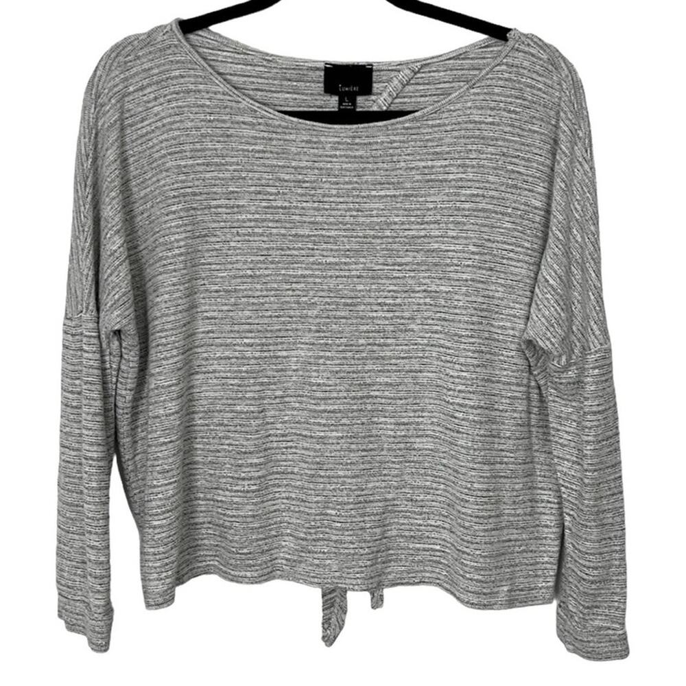 Lumiere Grey Long sleeve open back tie knit top size large